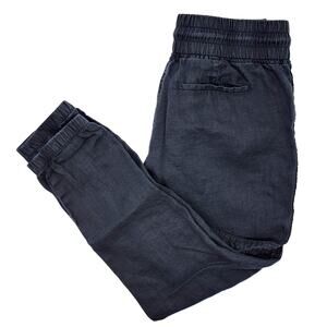 Athleta Capri Cabo Joggers Women's 4 Petite Black Mid Rise Pull On Linen Pants